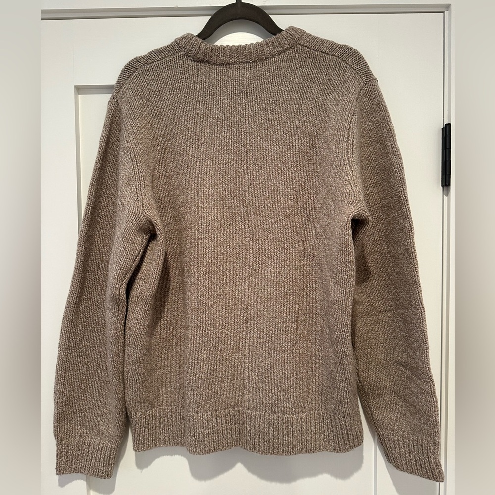 L.L bean Wool Tan Marled / Oatmeal Pullover Sweater, thick knit, medium - Picture 4 of 8